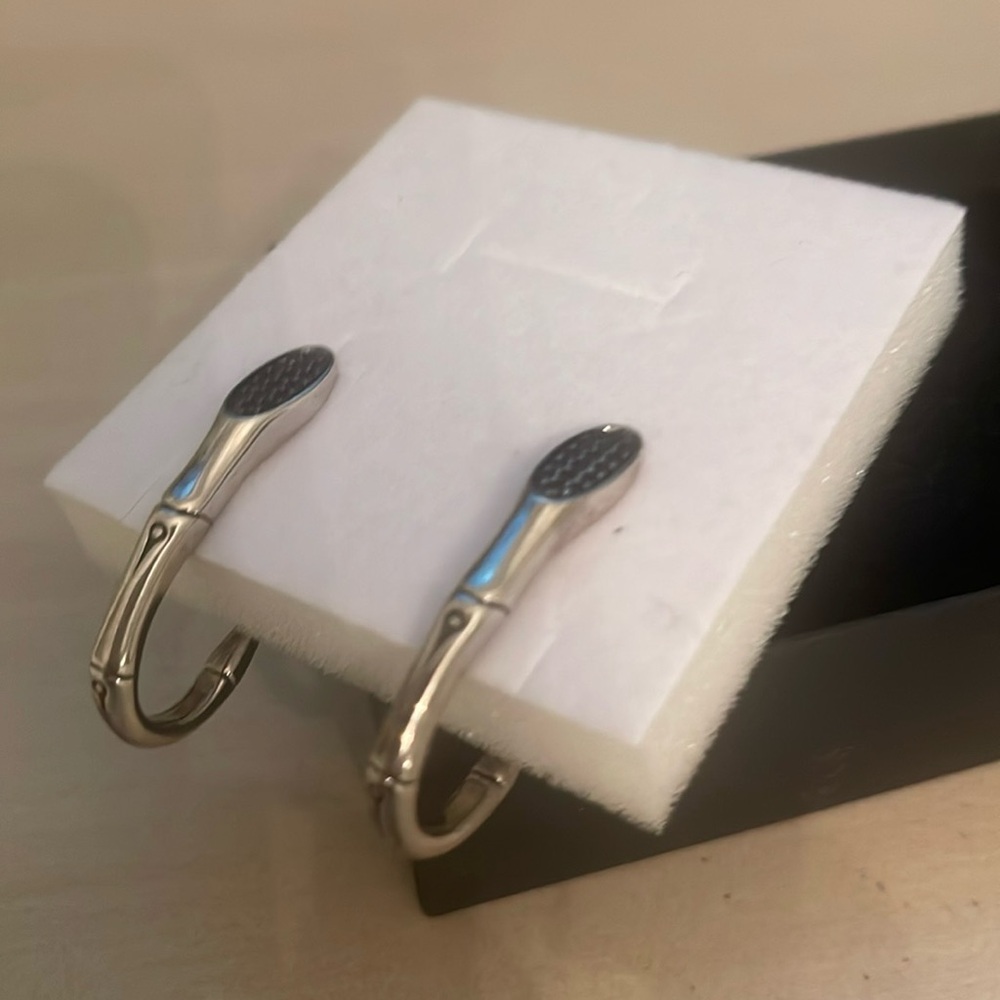 COPY - John Hardy authentic bamboo earrings with black sapphires.